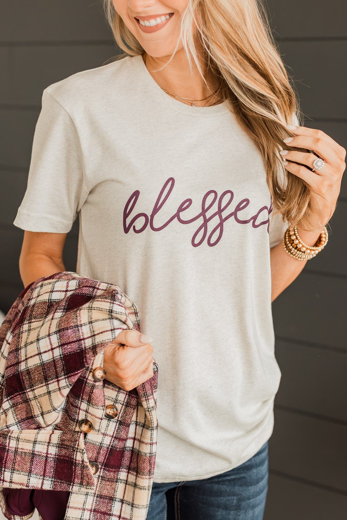 Feeling "Blessed" Graphic Tee- Oatmeal