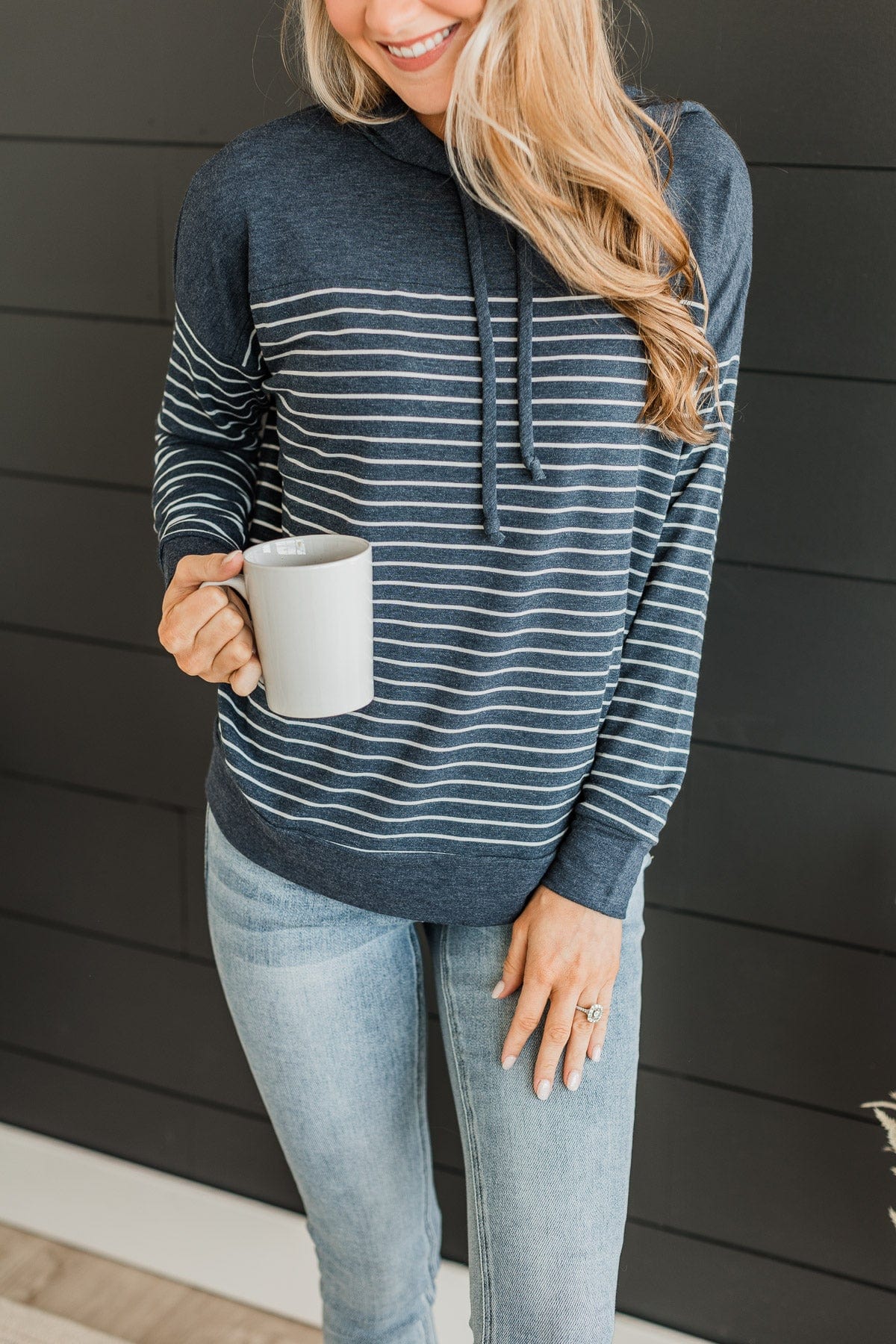 Only Yours Hooded Knit Top- Navy