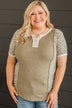 Here's To Us Color Block Top- Olive