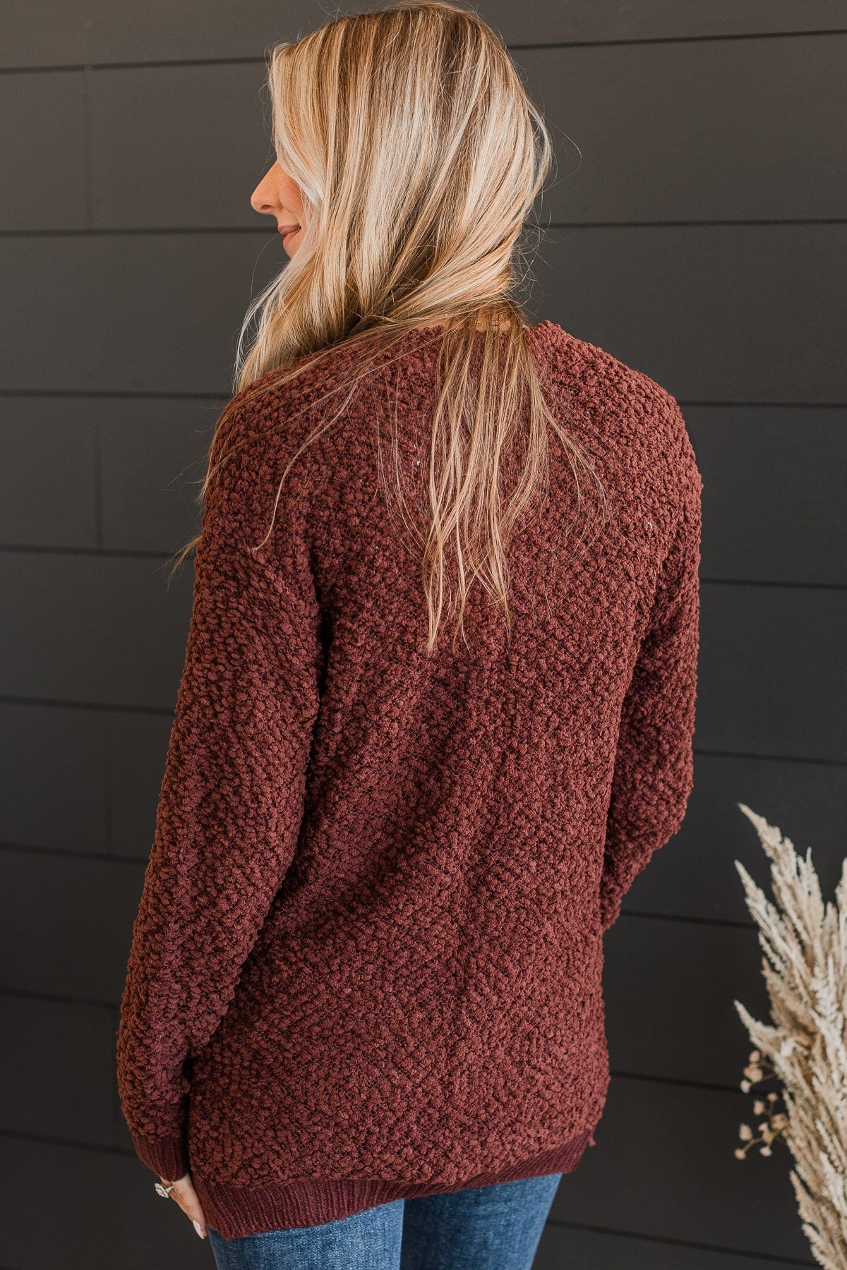 Movie Date Popcorn Knit Cardigan- Chocolate