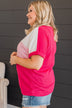 Incredible Sights Knit Top- Off-White & Hot Pink