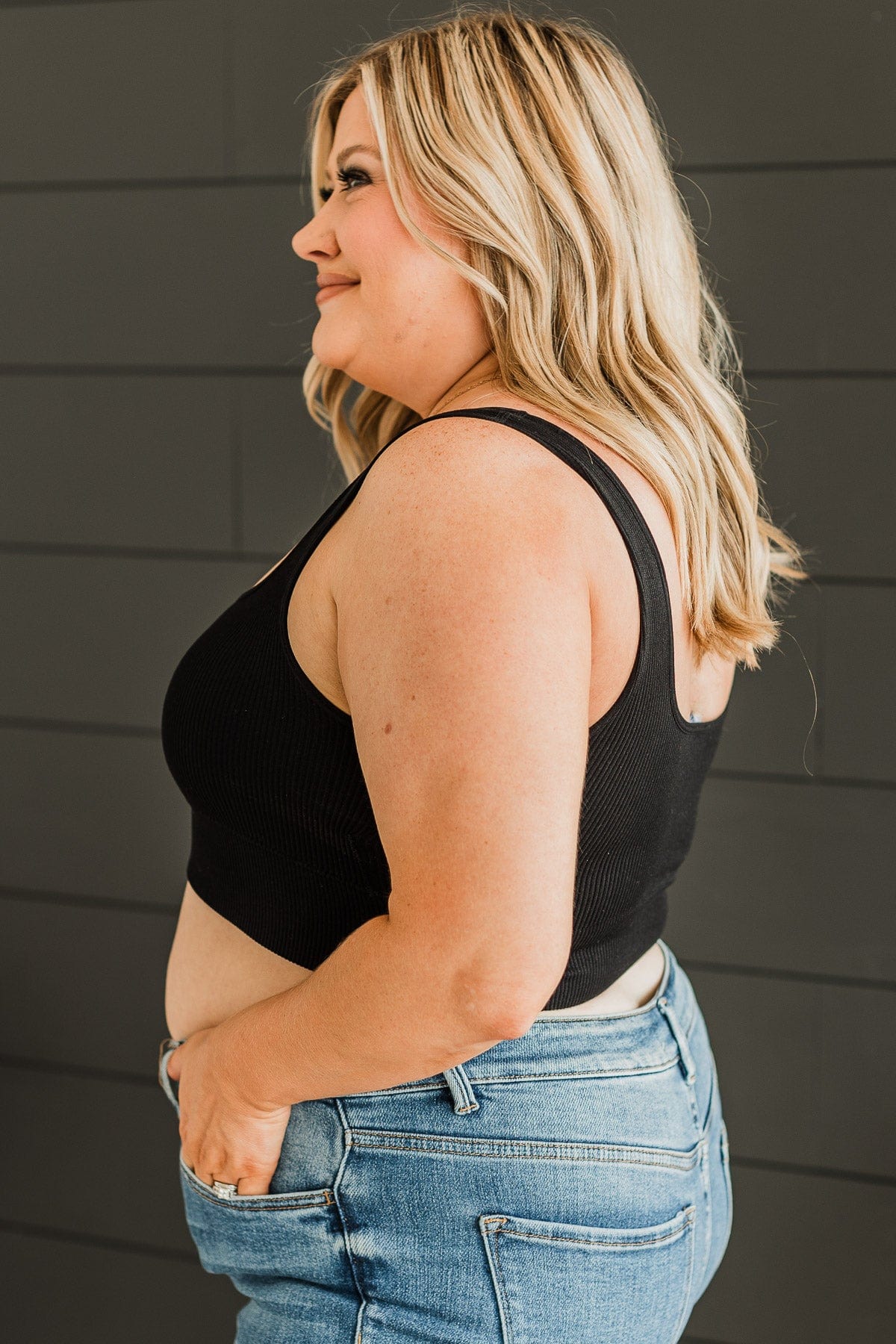Simply Lovely Cropped Tank Top- Black