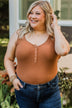 Sense Of Style Ribbed Bodysuit- Camel