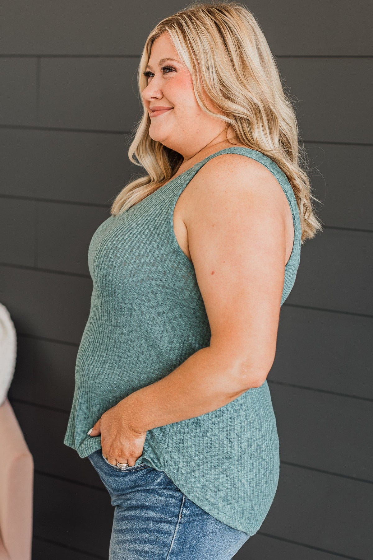 Everyday Crush Knit Tank Top- Dusty Teal