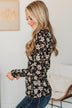 All Together Now Floral Henley Top- Black