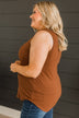 Just Peachy Ribbed Tank Top- Dark Camel