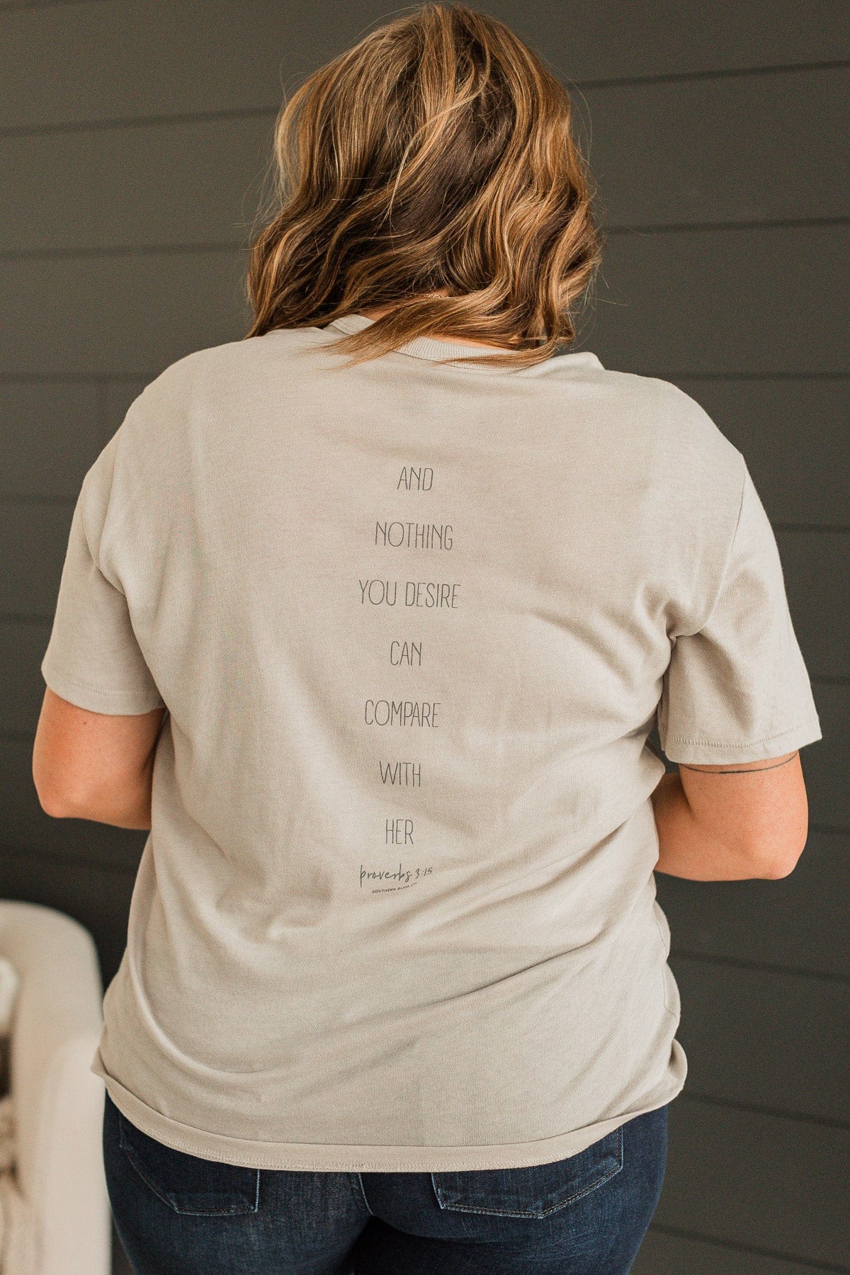 "More Precious Than Jewels" Graphic Tee- Grey