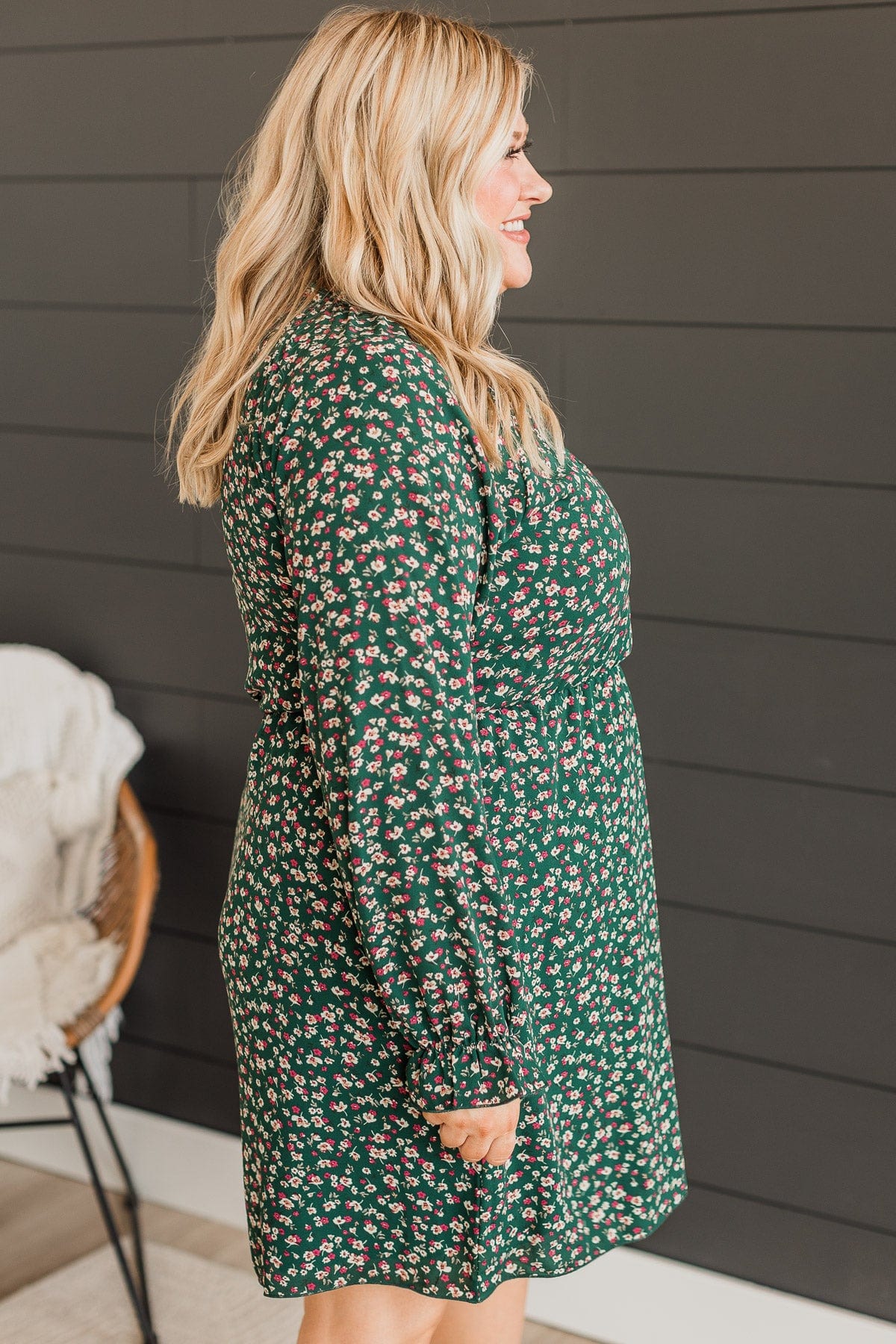 Wonderful Weekend Floral Dress- Hunter Green