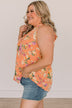 See Me Shine V-Neck Floral Tank Top- Orange