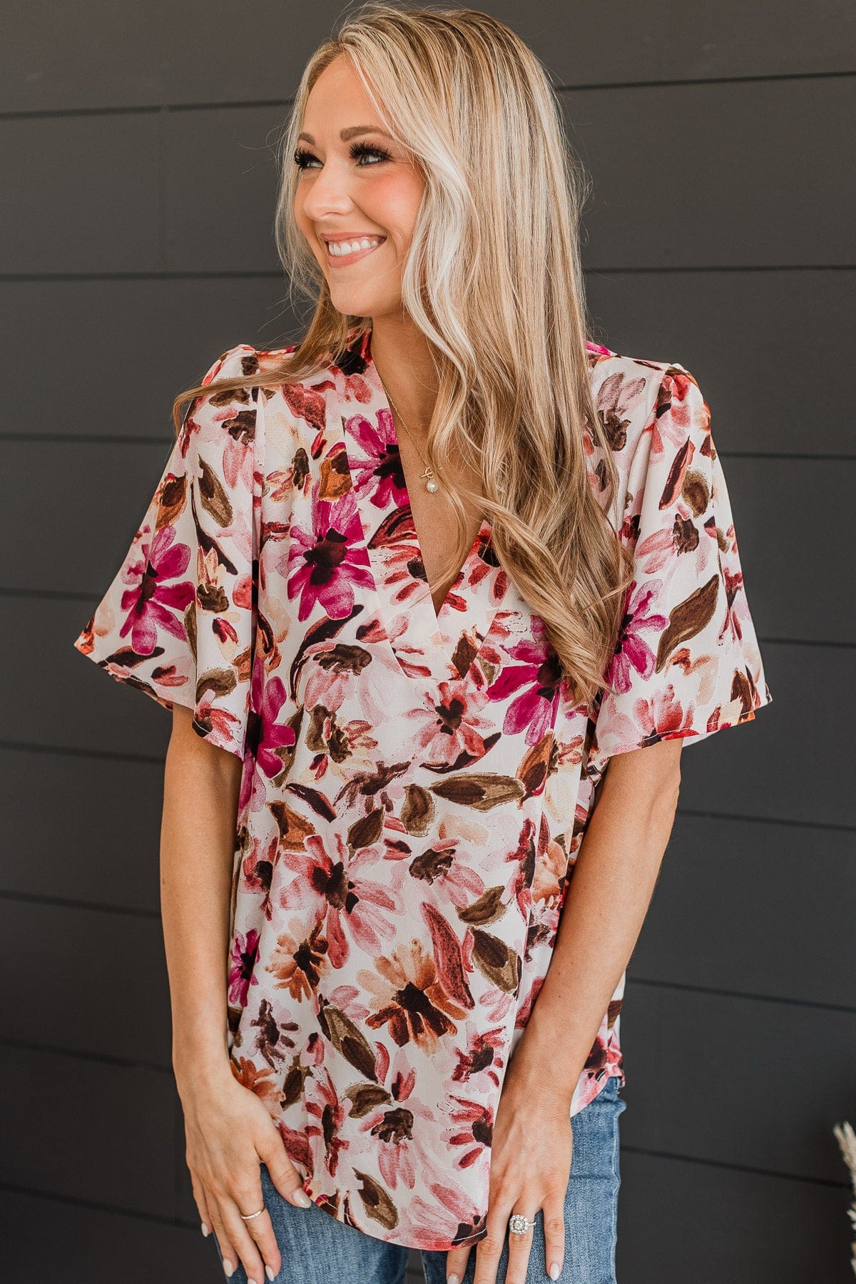 Irresistible Love Floral Top- Ivory