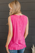 True To Yourself Ruffled Tank- Hot Pink