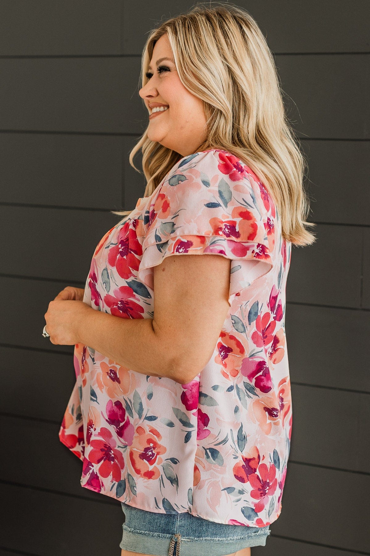 Delightful Feelings Floral Top- Coral & Peach