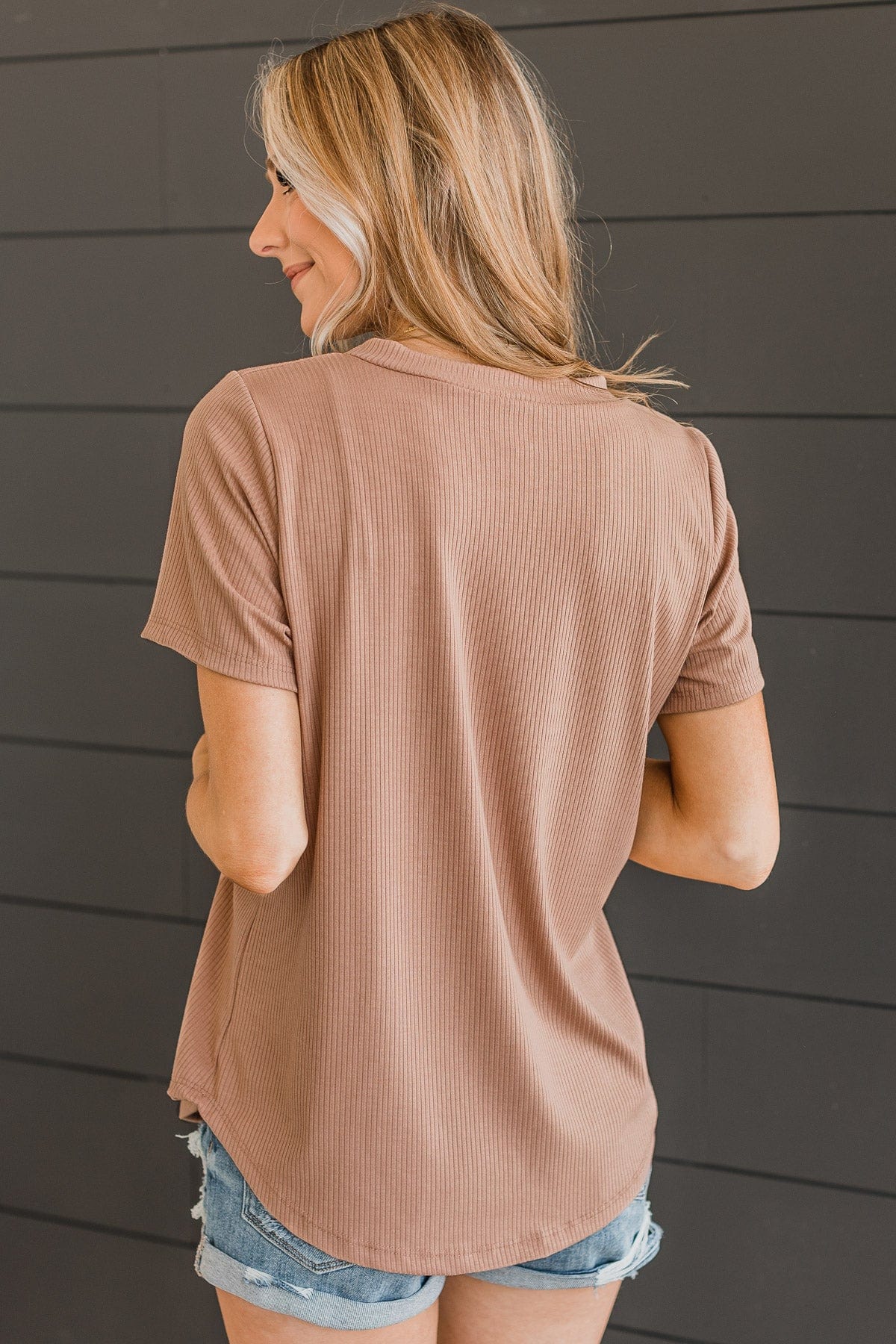 All Figured Out Ribbed Top- Latte