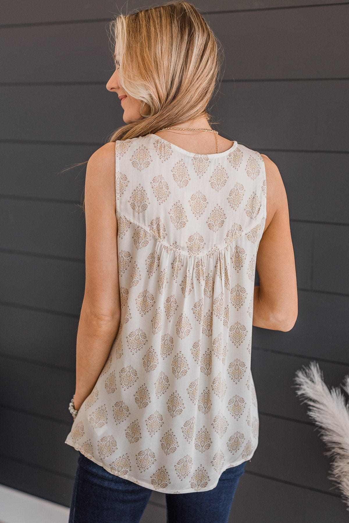 Happier Now Floral Tank Top- Cream