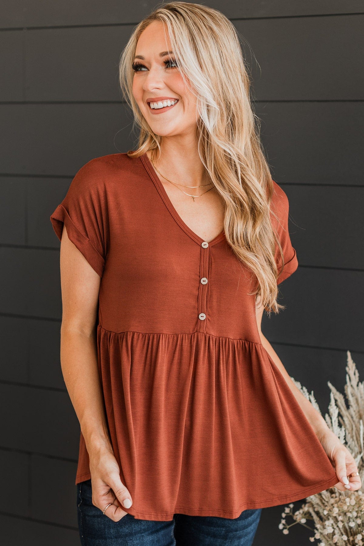 Unforgettable Nights Babydoll Top- Hazelnut