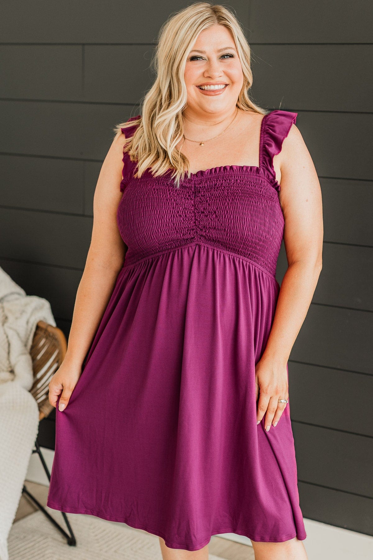 Best Night Ever Smocked Dress- Magenta