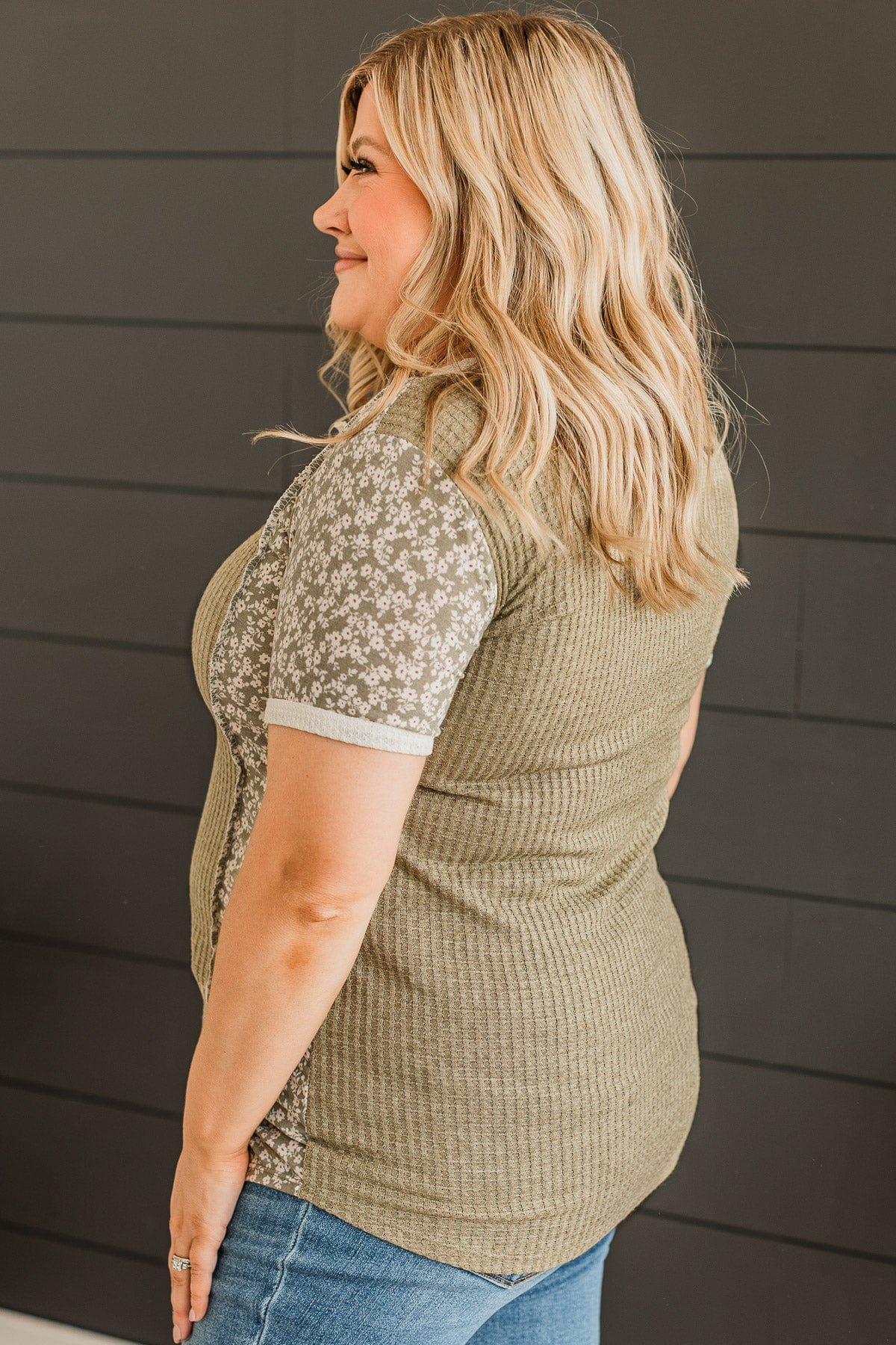 Here's To Us Color Block Top- Olive