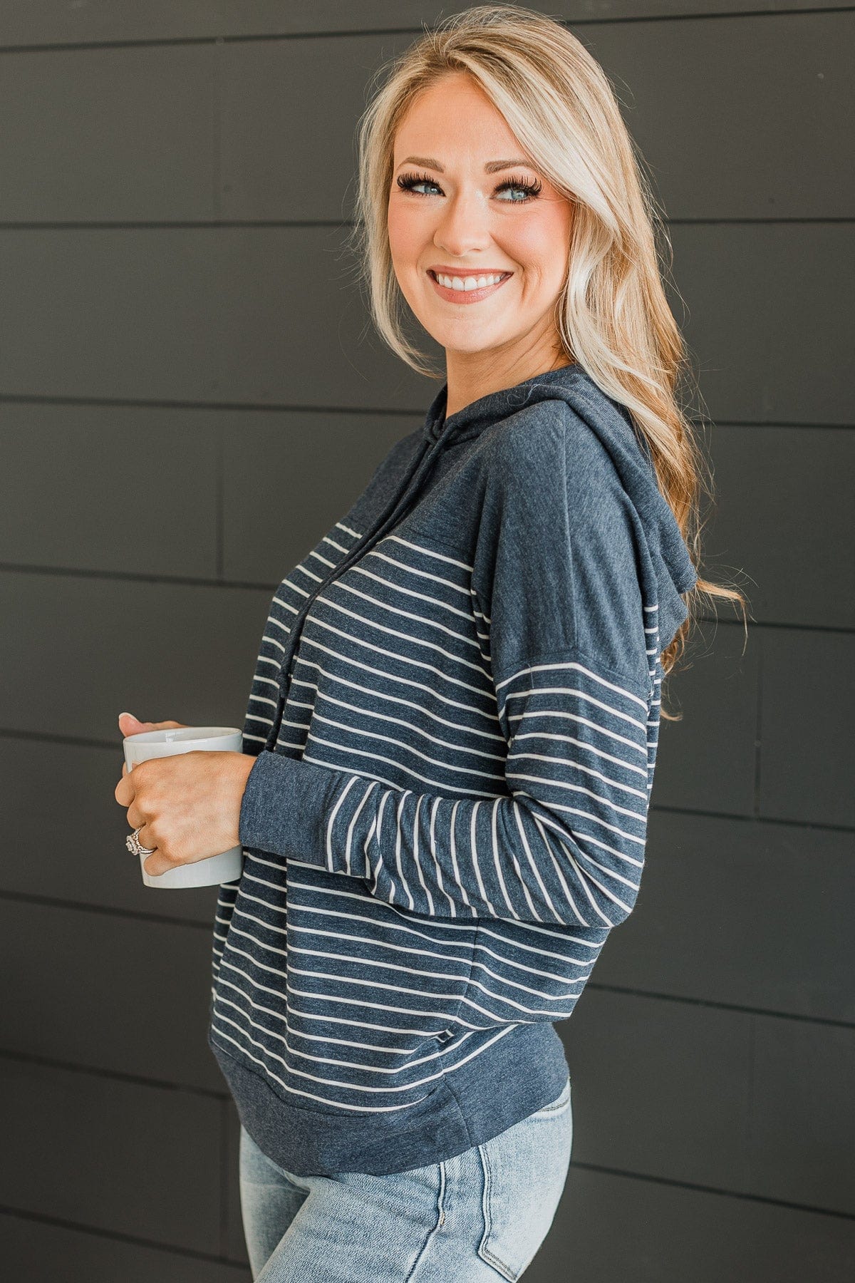 Only Yours Hooded Knit Top- Navy