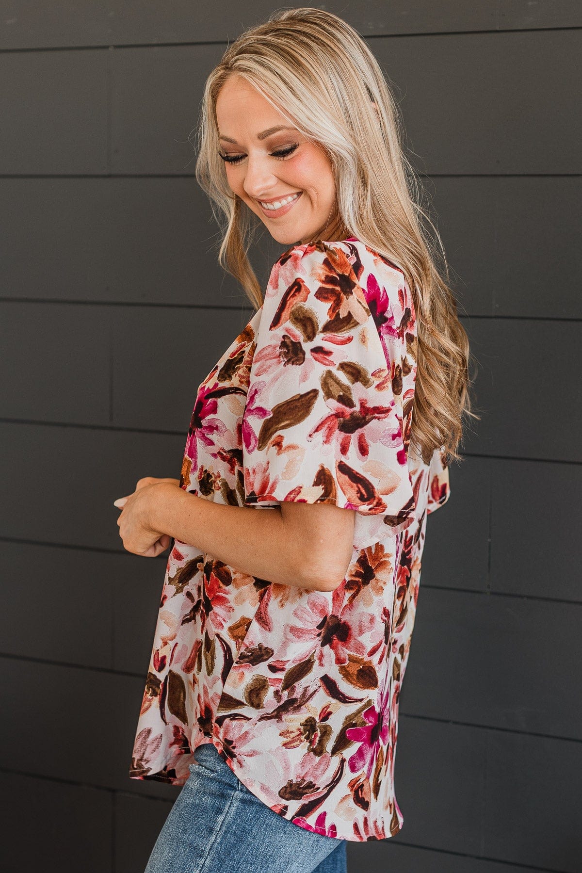 Irresistible Love Floral Top- Ivory