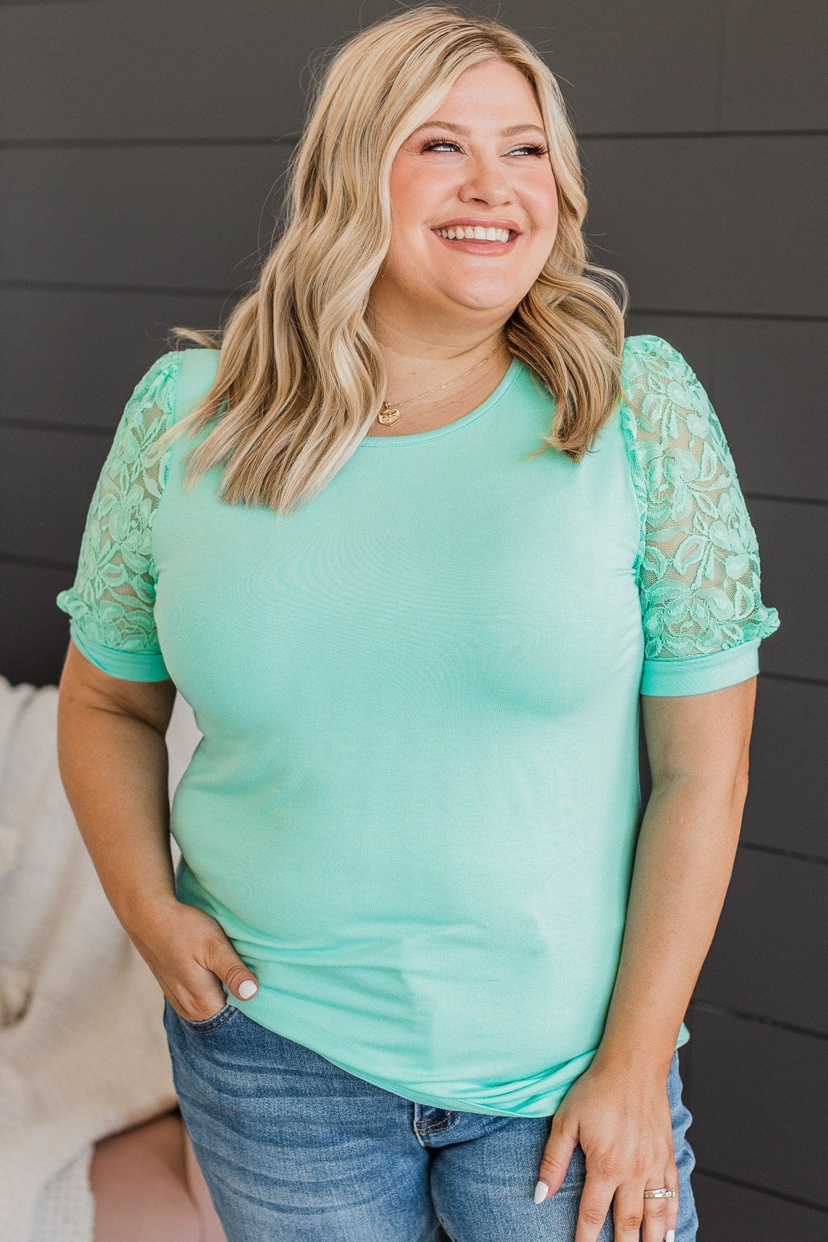 Much Obliged Puff Sleeve Top- Mint Blue