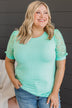 Much Obliged Puff Sleeve Top- Mint Blue