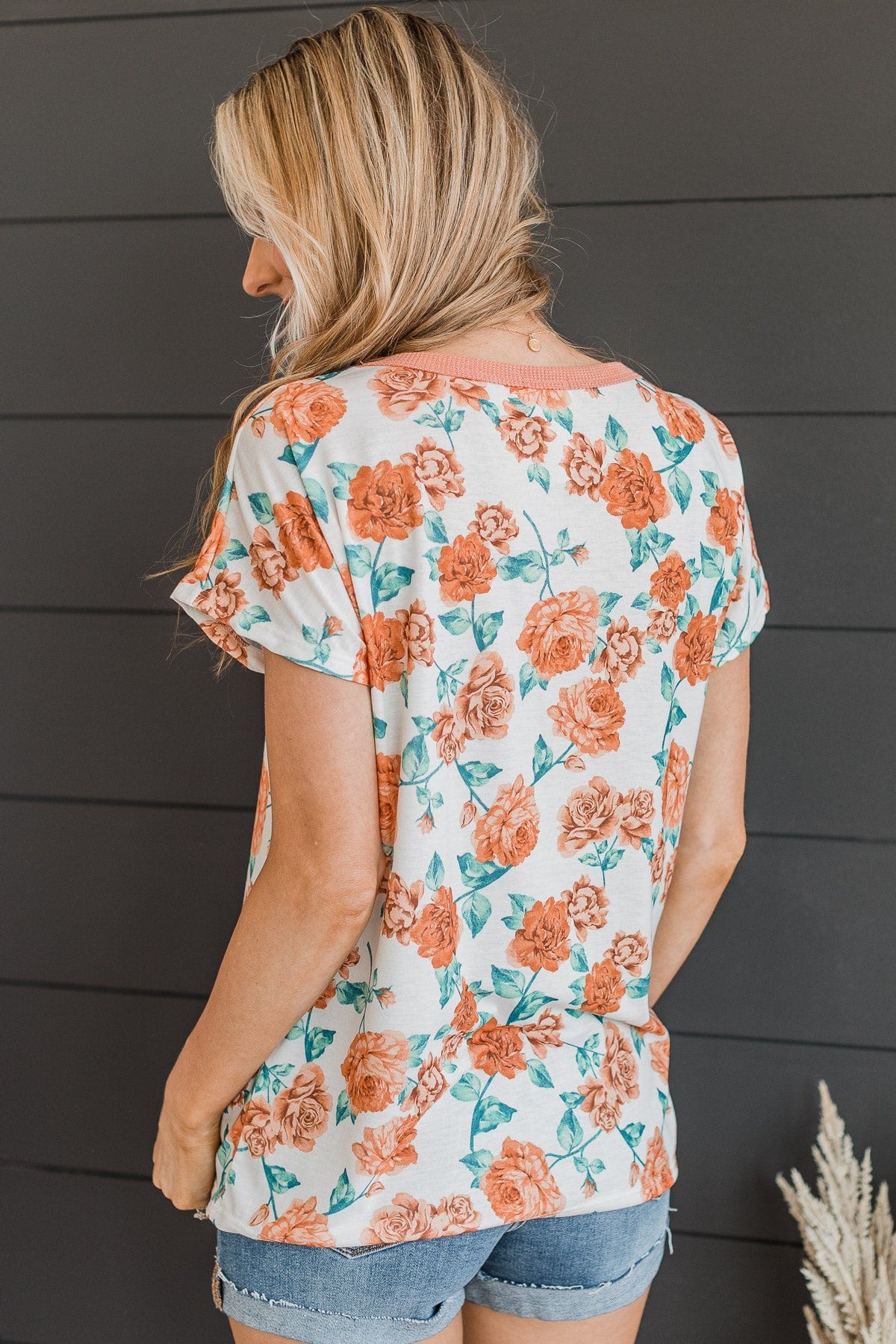 Smell The Roses Floral Top- Ivory & Apricot