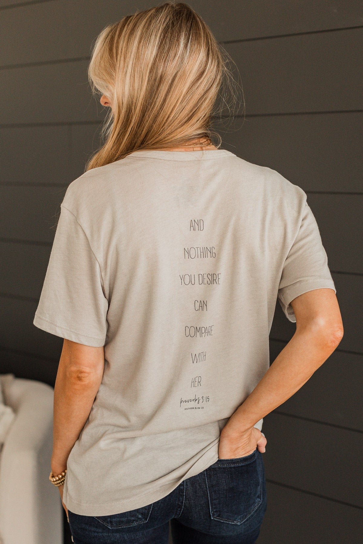 "More Precious Than Jewels" Graphic Tee- Grey