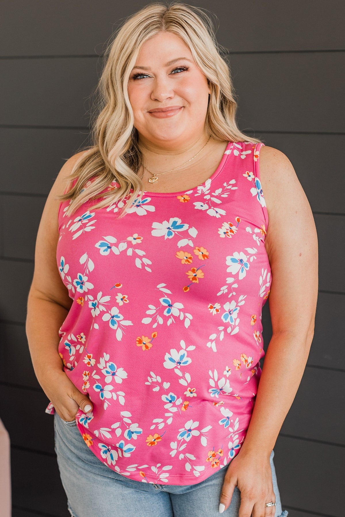 Make It Look Easy Floral Tank Top- Pink