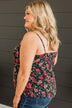 Up For Fun Floral Tank Top- Black & Pink