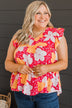 Beauty Is Key Flutter Sleeve Blouse- Hot Pink