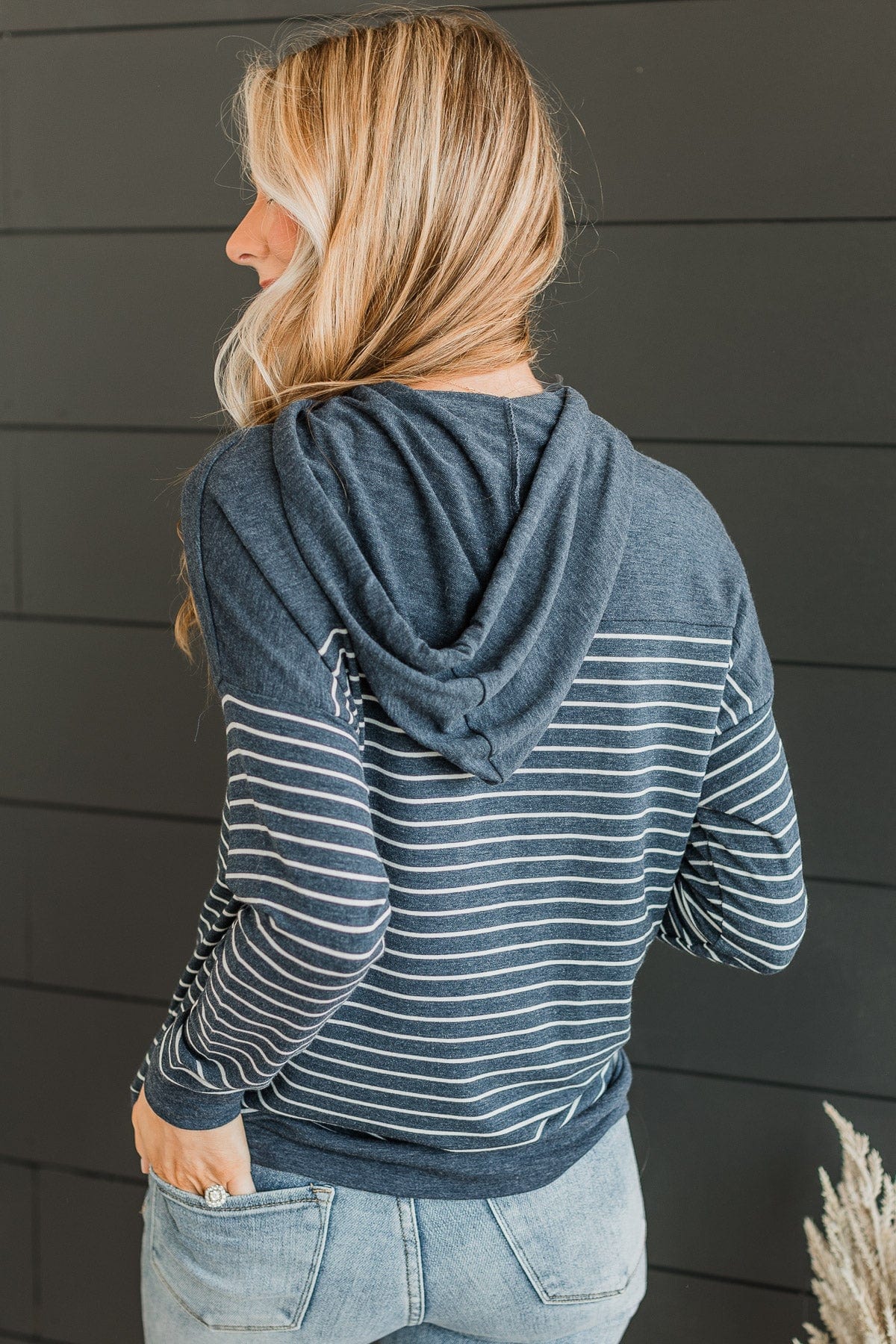 Only Yours Hooded Knit Top- Navy