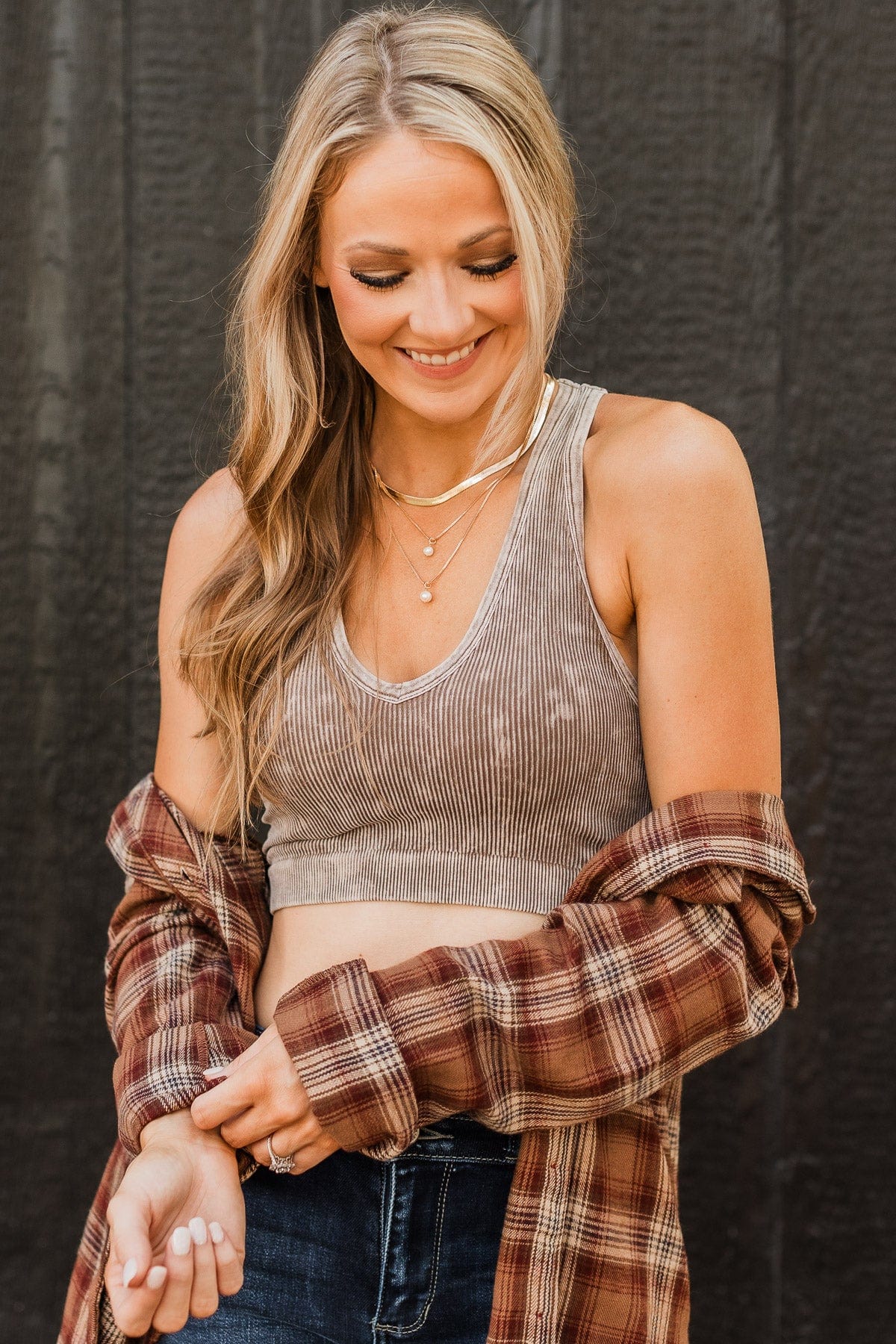Just Perfect Cropped Tank Top- Mocha