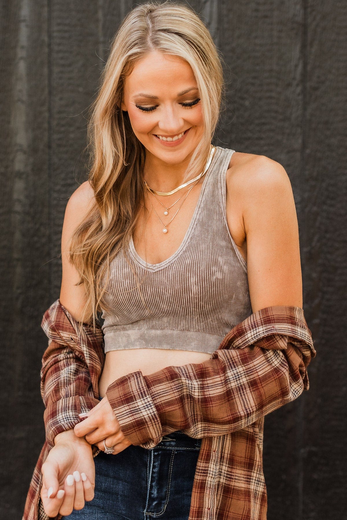 Just Perfect Cropped Tank Top- Mocha