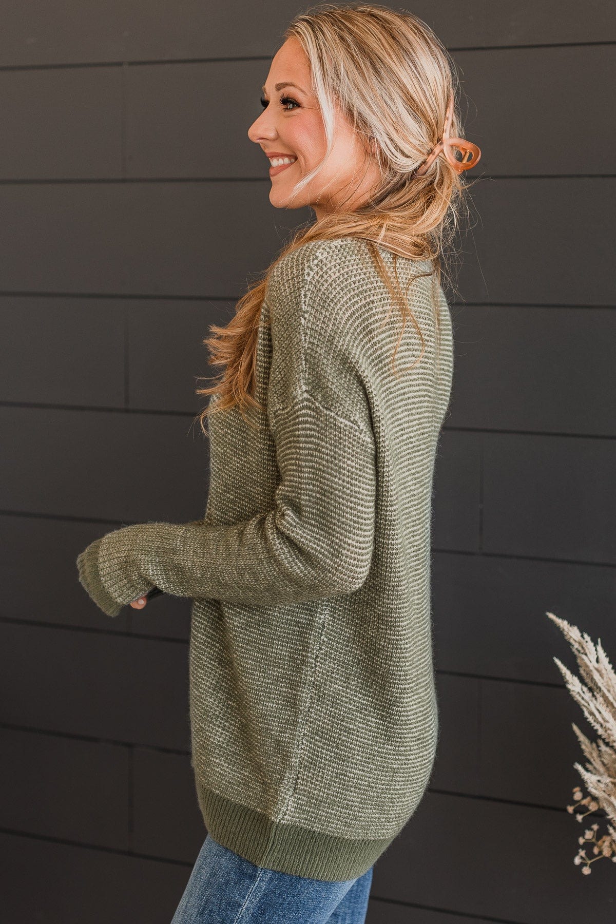 Perfectly Matched Knit Sweater- Olive