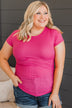 Together At Last Ribbed Knit Top- Bright Pink