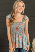 Love Of Your Life Floral Tank Top- Dusty Teal