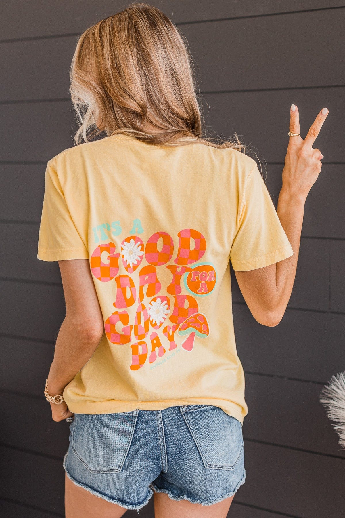 "Good Day For A Good Day" Graphic Tee- Light Yellow