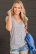 Cherished Forever Floral Top- Ivory & Royal Blue