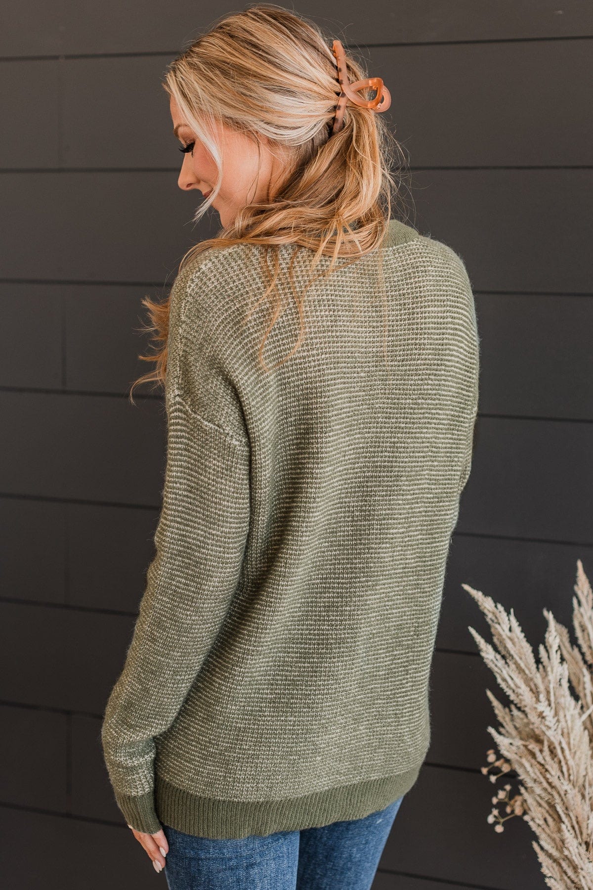 Perfectly Matched Knit Sweater- Olive