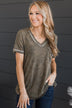 Meant For This V-Neck Top- Vintage Olive