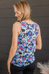 Meant To Be Together Floral Tank Top- Black & Royal Blue