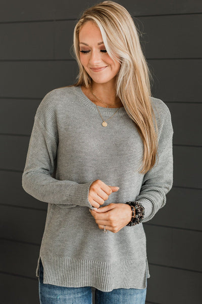 Be Fashionable Knit Sweater- Heather Grey – The Pulse Boutique