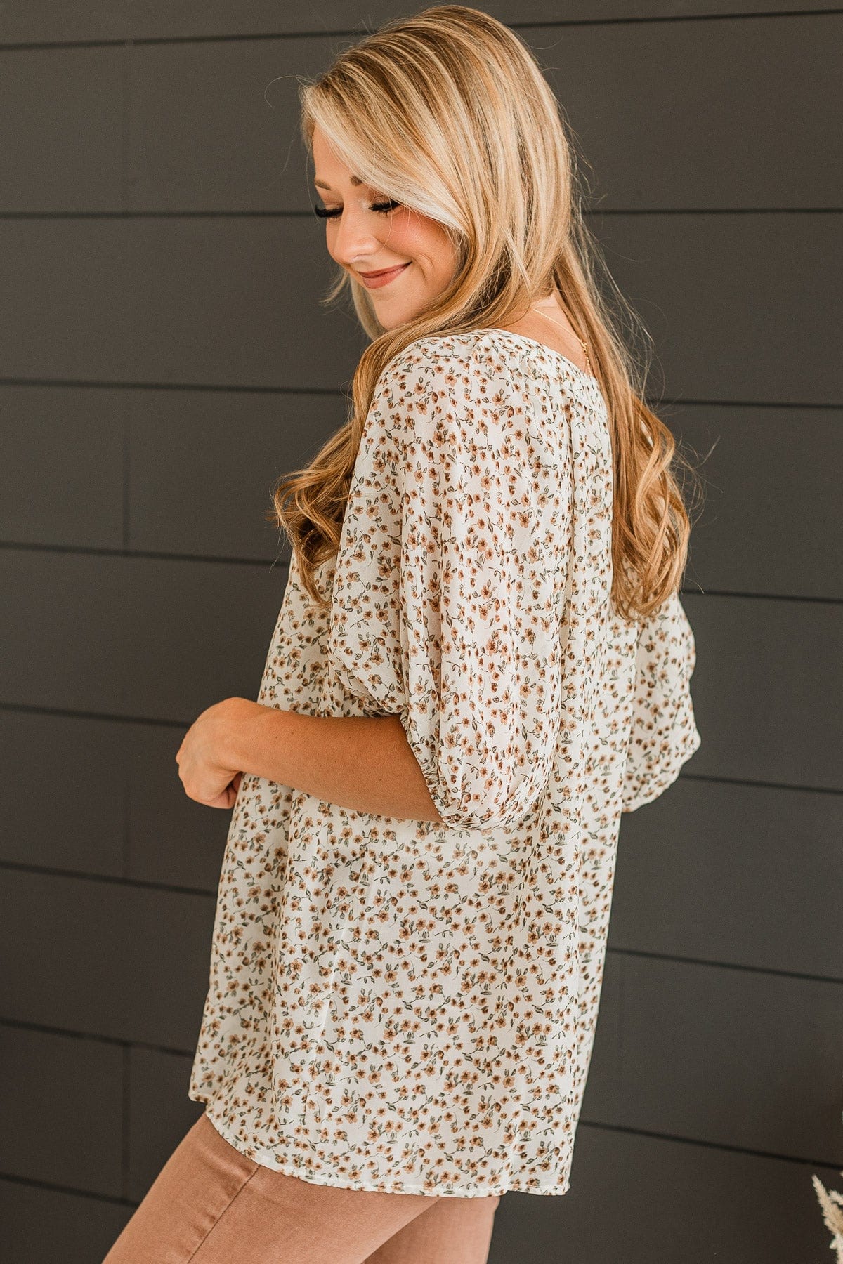 Something To Behold Floral Top- Ivory