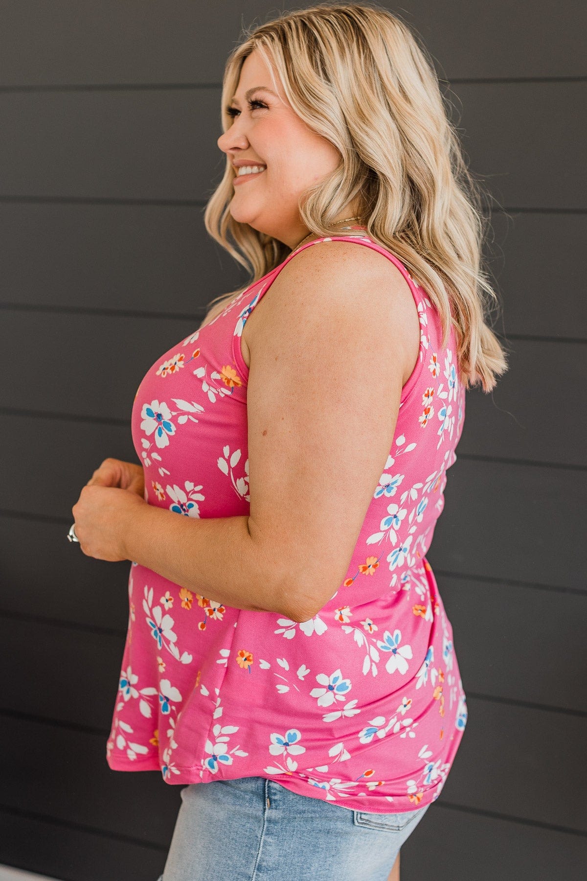 Make It Look Easy Floral Tank Top- Pink