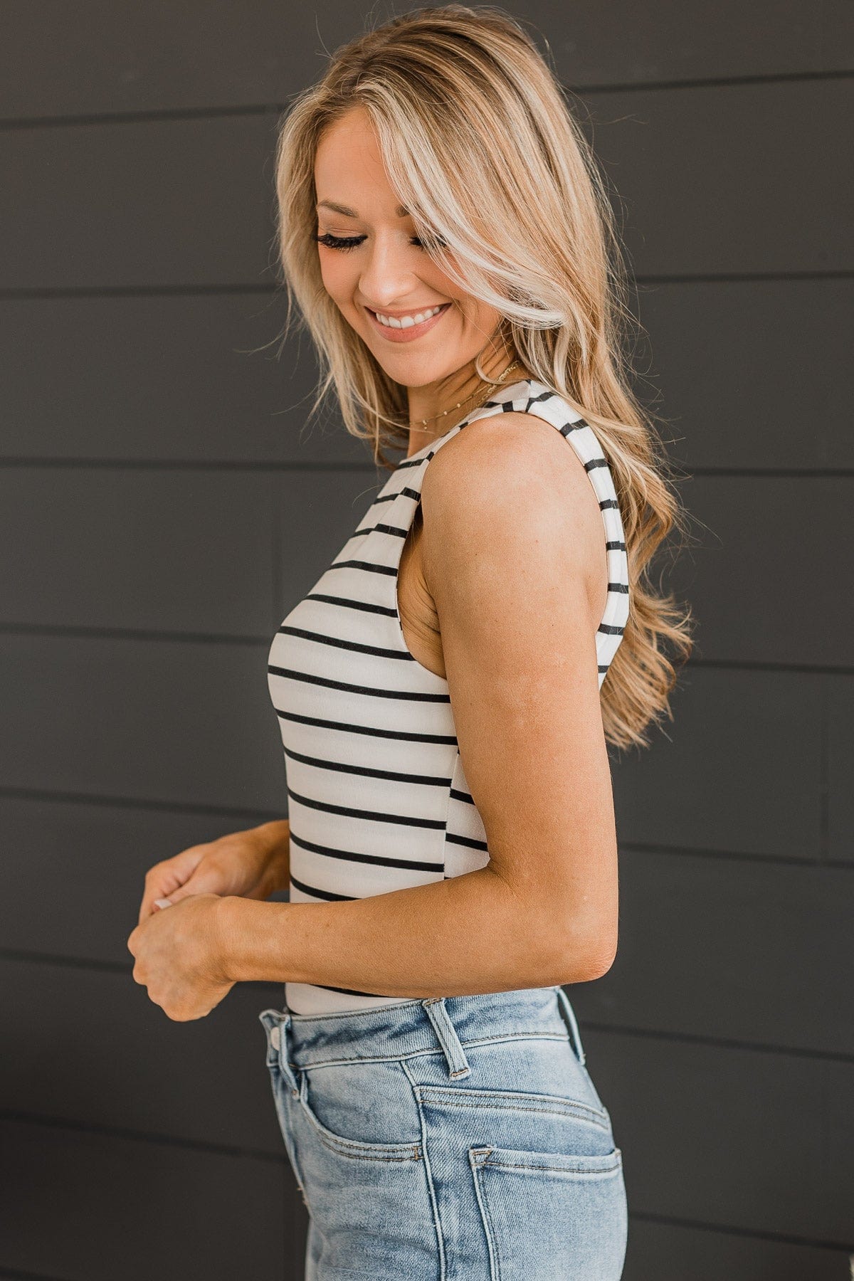 Figure You Out Knit Bodysuit- Black & Off-White