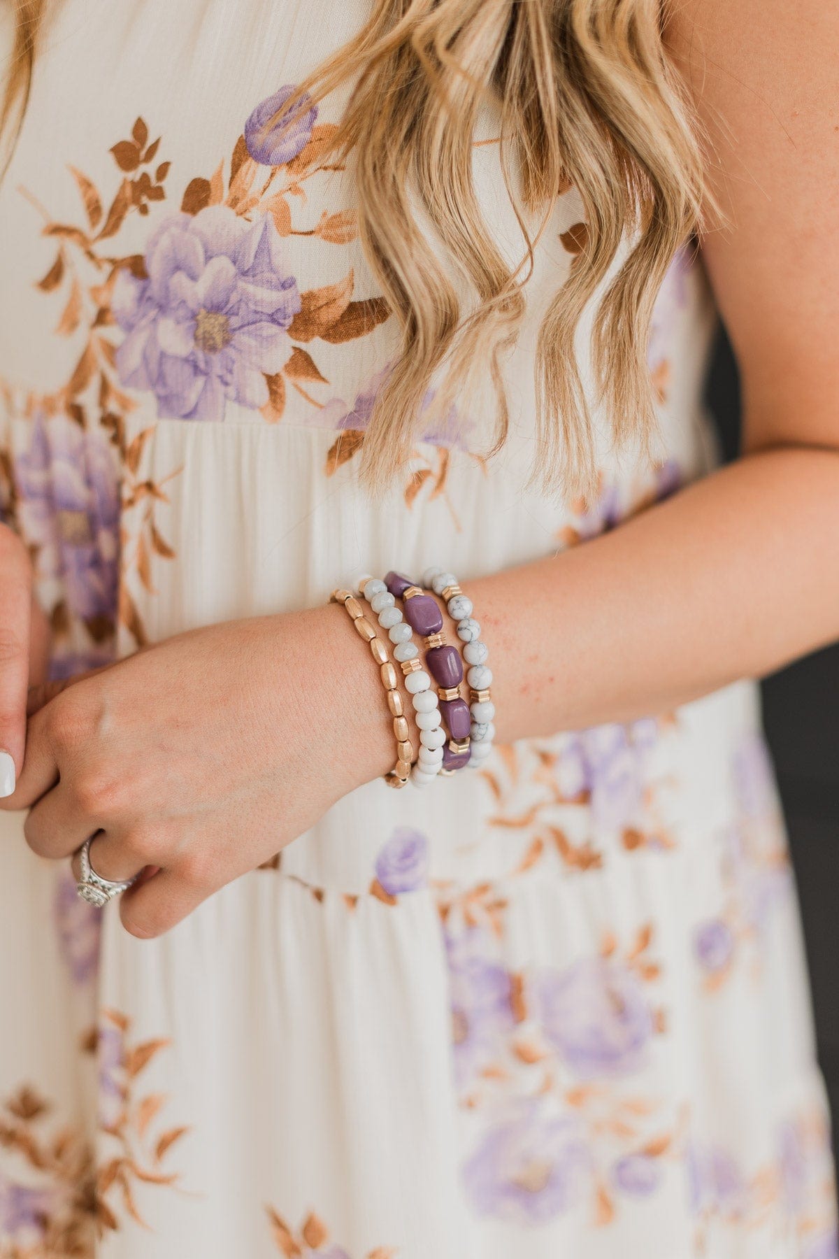 Effortless Charm Bracelet Set- Purple