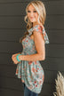 Love Of Your Life Floral Tank Top- Dusty Teal