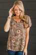 Calling For You Floral Top- Mocha