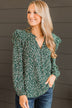 Celebrate Together Floral Blouse- Hunter Green