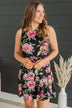 Leave Them Wondering Floral Dress- Black